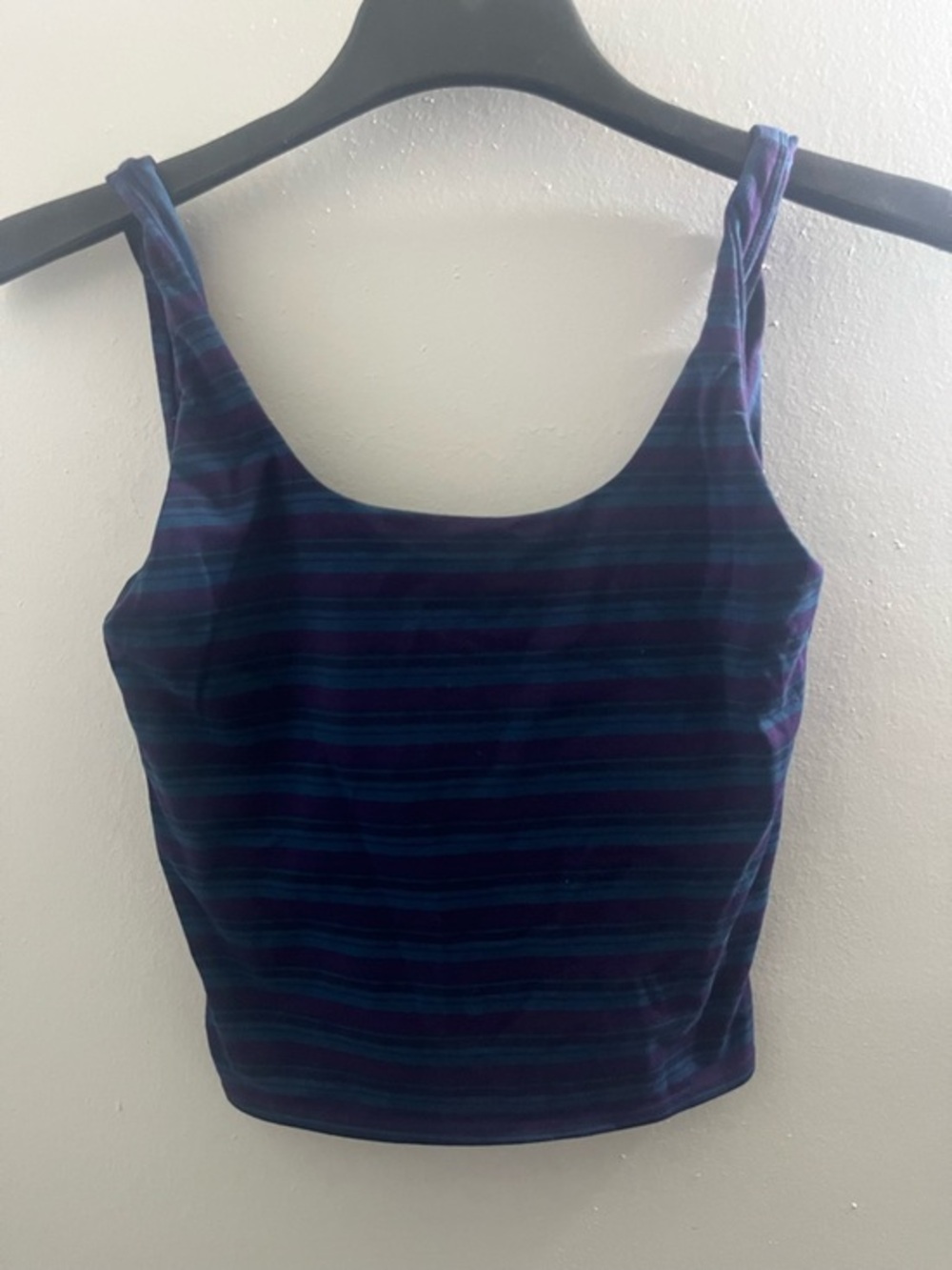 Outdoor Voices Striped Scoop Tank in Navy and Purple